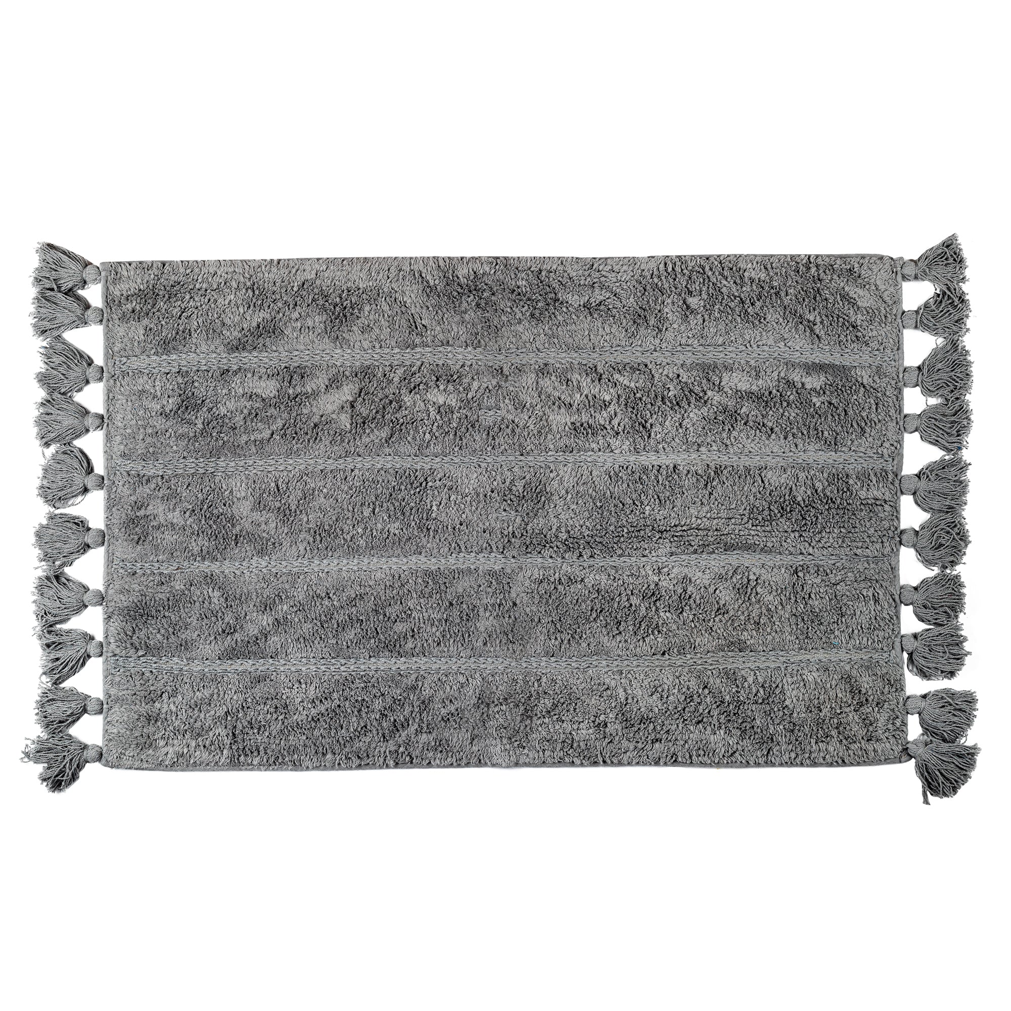 Cotton Fringe Tufted Non Slip Bathmat Charcoal Grey