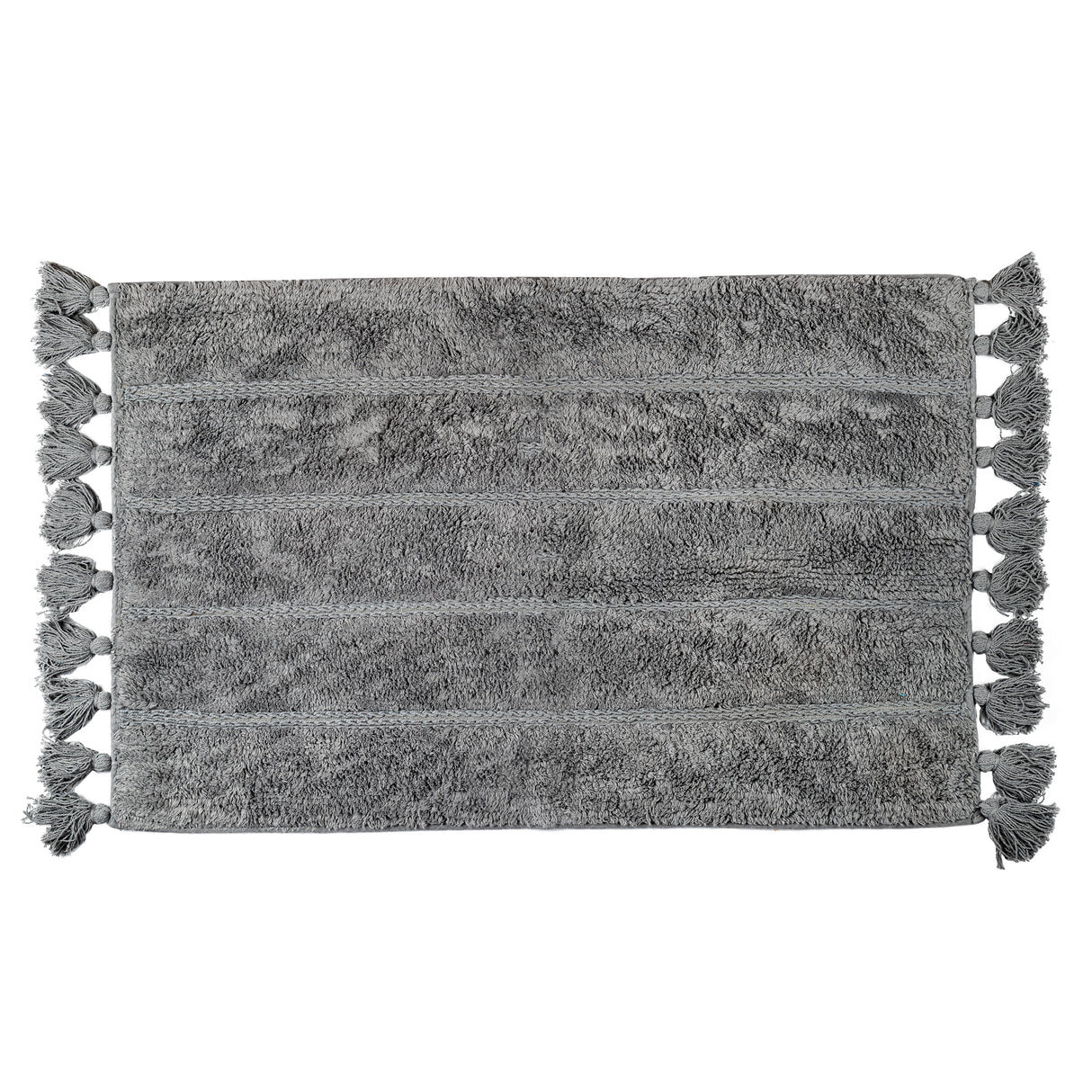 Cotton Fringe Tufted Non Slip Bathmat Charcoal Grey