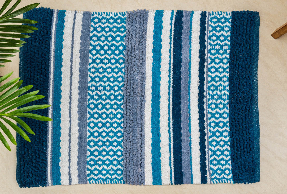 Woven Yarn Dyed Multi Stripe Cotton Lifestyle Bath Rug