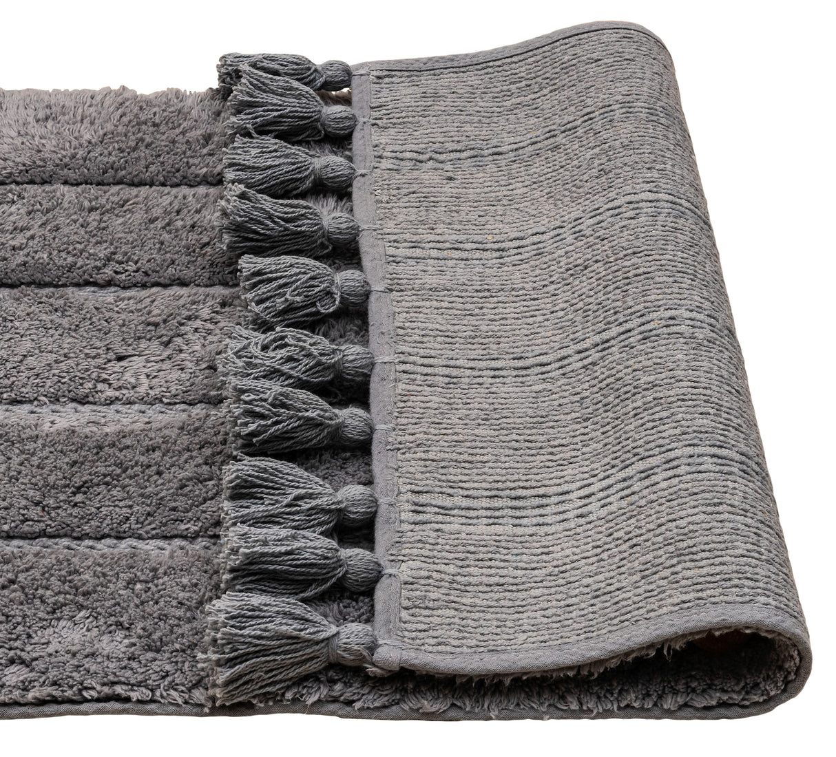 Cotton Fringe Tufted Non Slip Bathmat Charcoal Grey