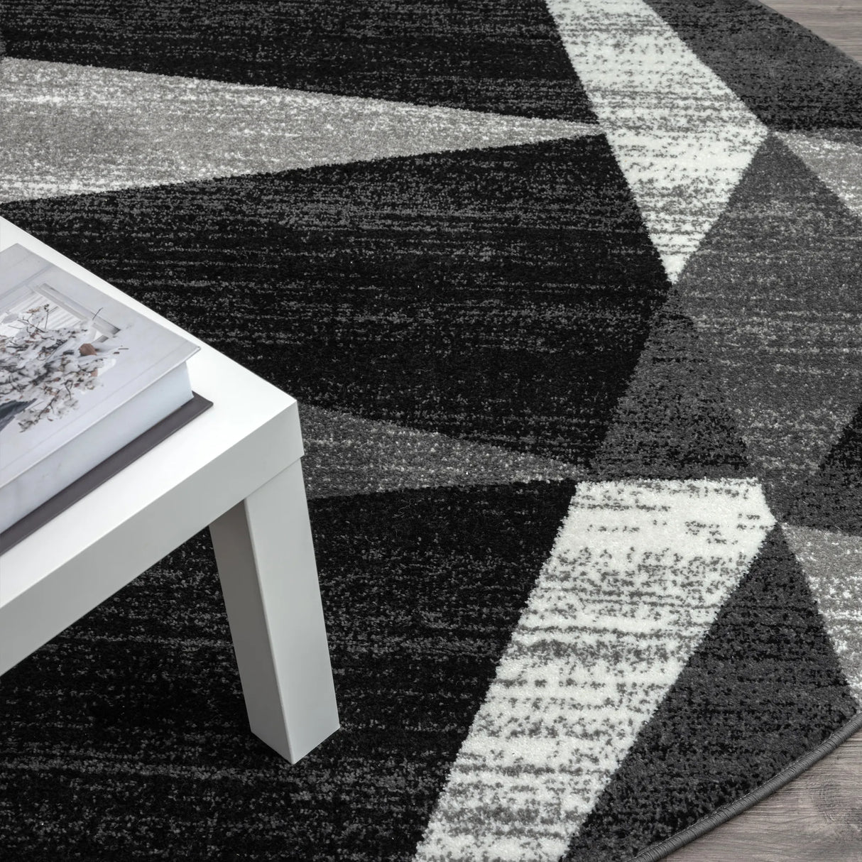 Adore Geometric Textural Rug Grey