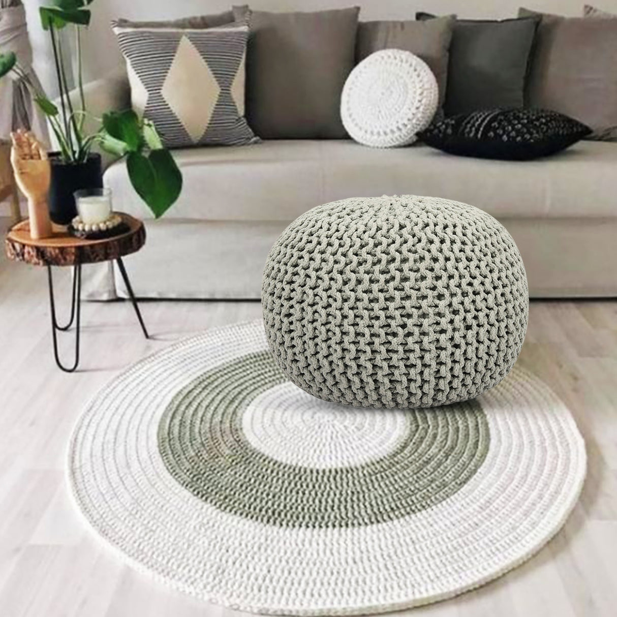 grey ottoman