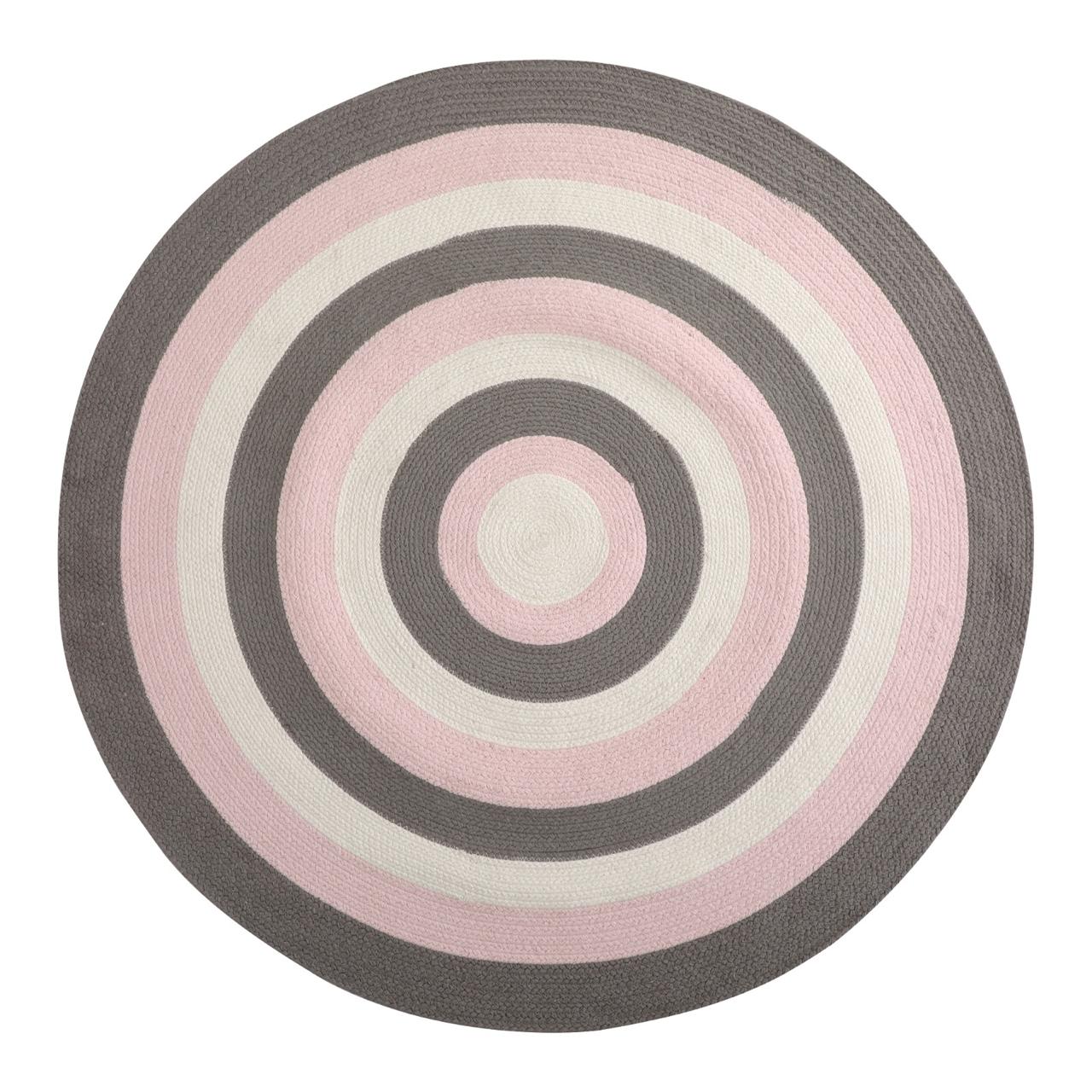 Olivia Braided Pink Grey Off White Reversible Kids Rug