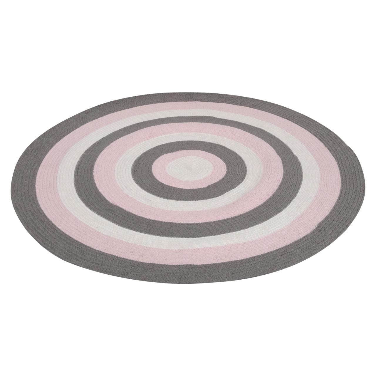 Olivia Braided Pink Grey Off White Reversible Kids Rug