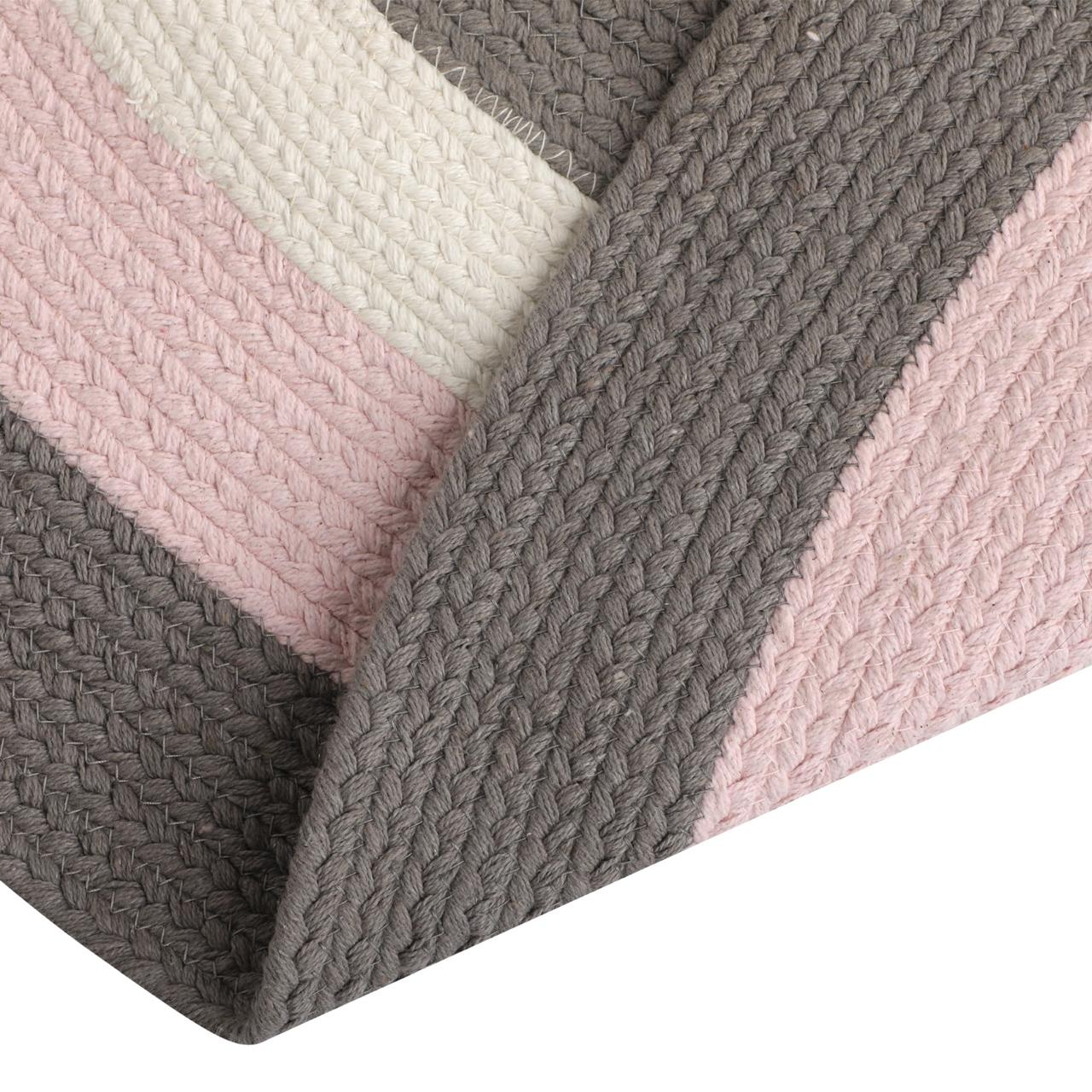 Olivia Braided Pink Grey Off White Reversible Kids Rug