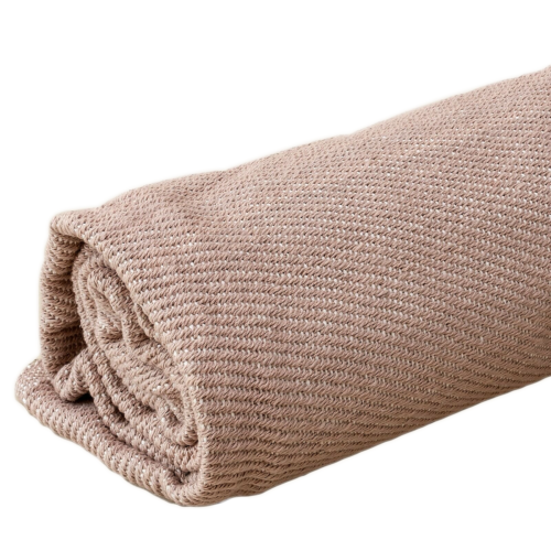 Woven Natural Pink Bed Throw with Tassel