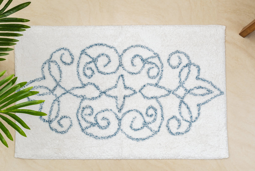 Cotton Medallion Tufted Non Slip Jacquard Bath Mat