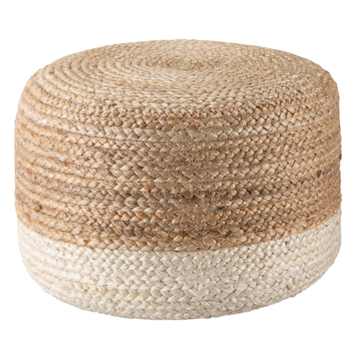 Ombre Hand Braided Jute Cotton Pouf Ottoman