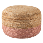 Ombre Hand Braided Jute Cotton Pouf Ottoman