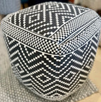 Vintage Geometric Pouf Cotton Printed Footstool Ottoman Pouffe