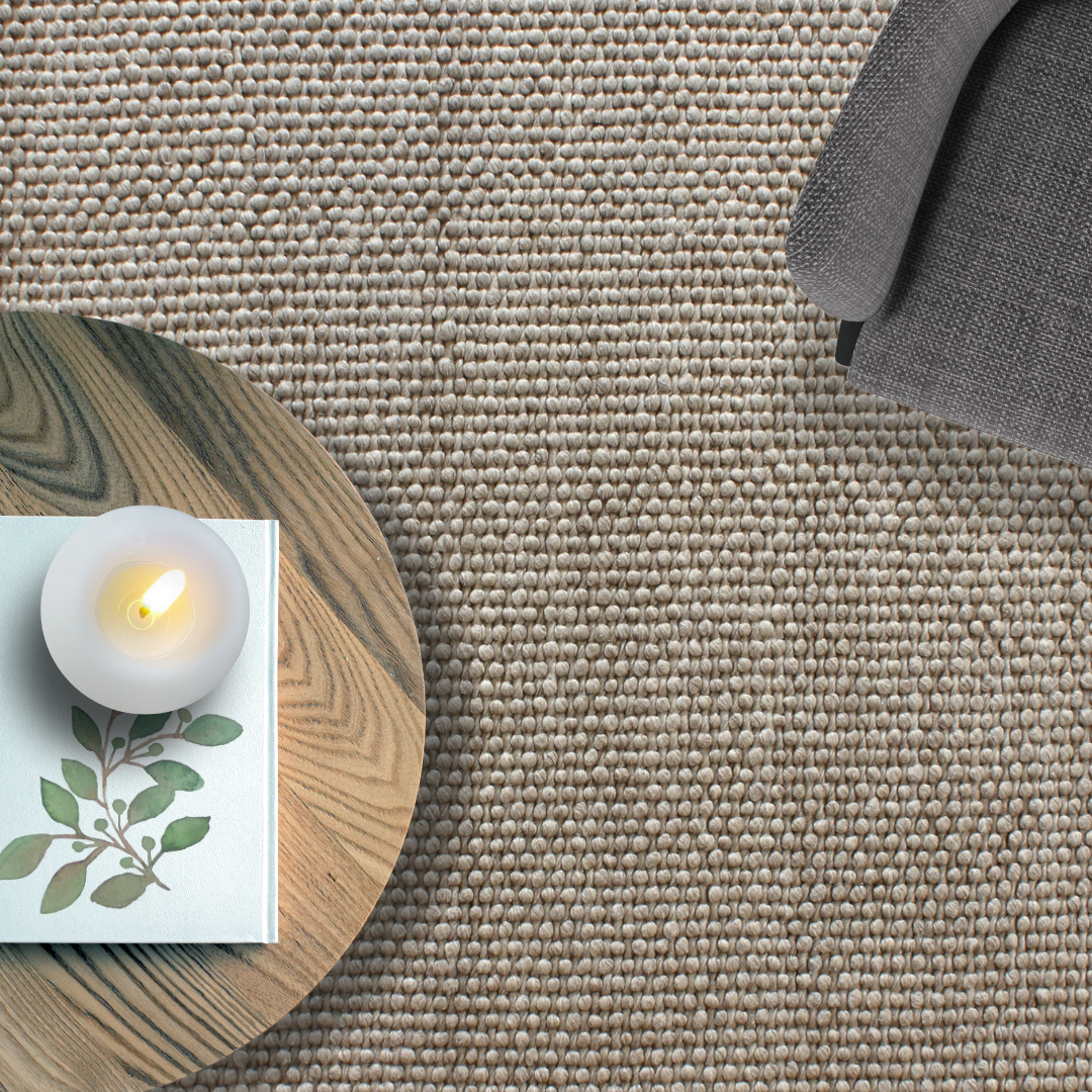Aura Hand Woven Loop Pile Wool Rug Natural Beige
