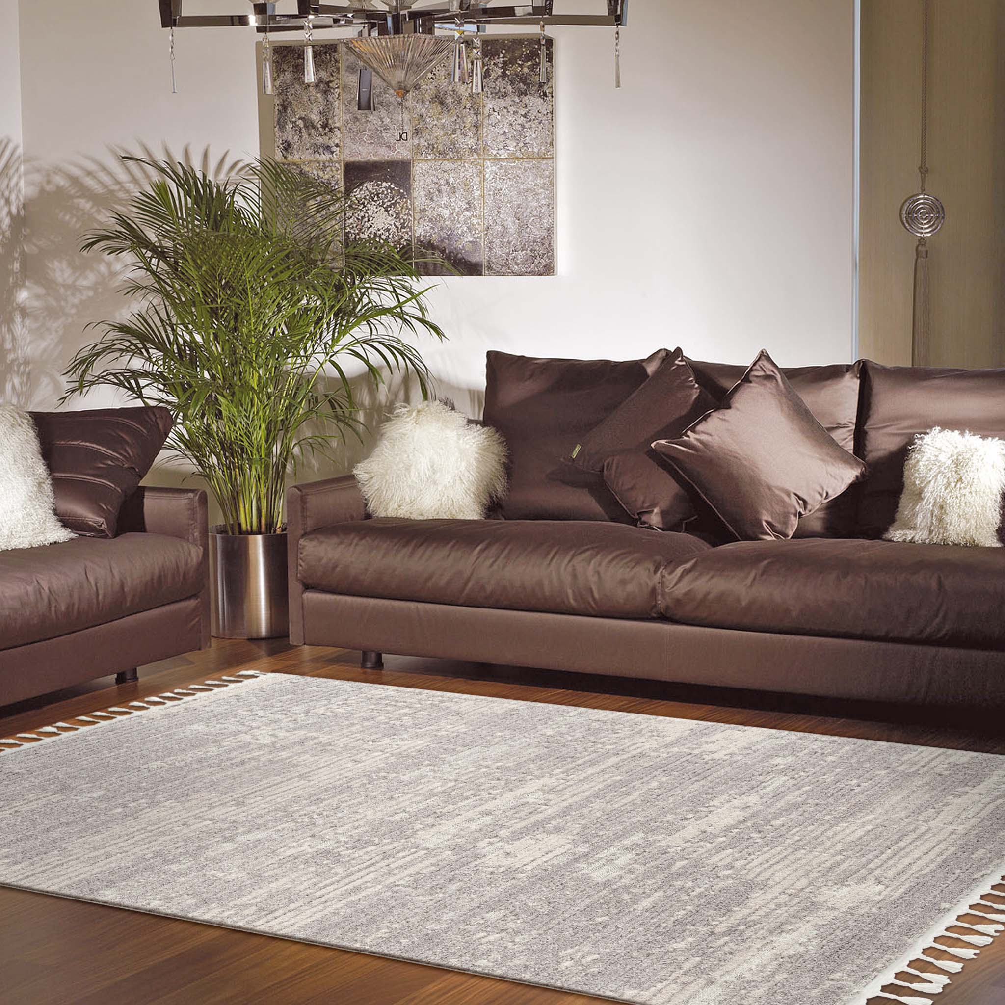 Addie Soft Pile Rug Light Grey
