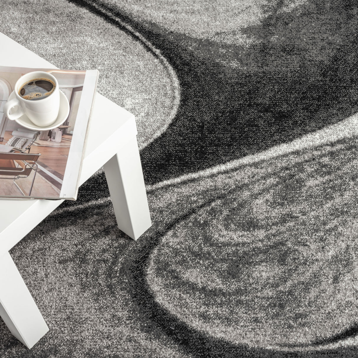 Adore Geometric Textural Rug Grey