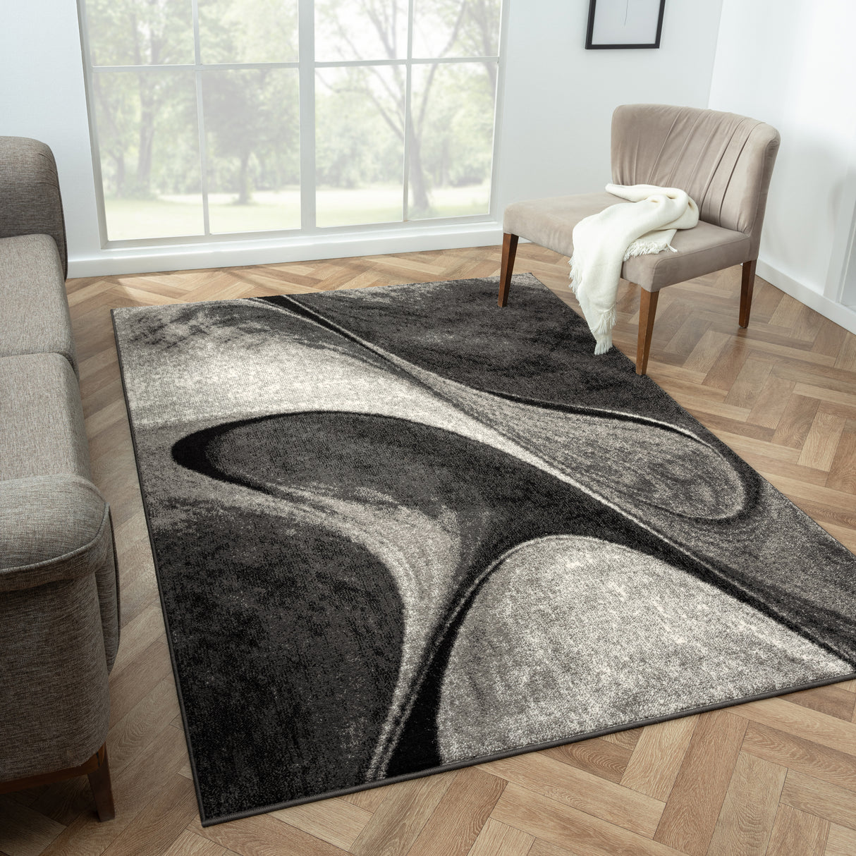 Adore Geometric Textural Rug Grey