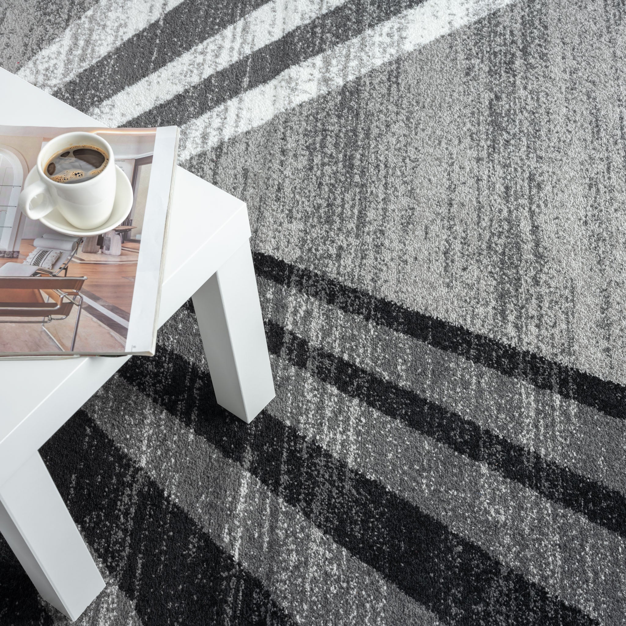 Adore Geometric Textural Rug Grey