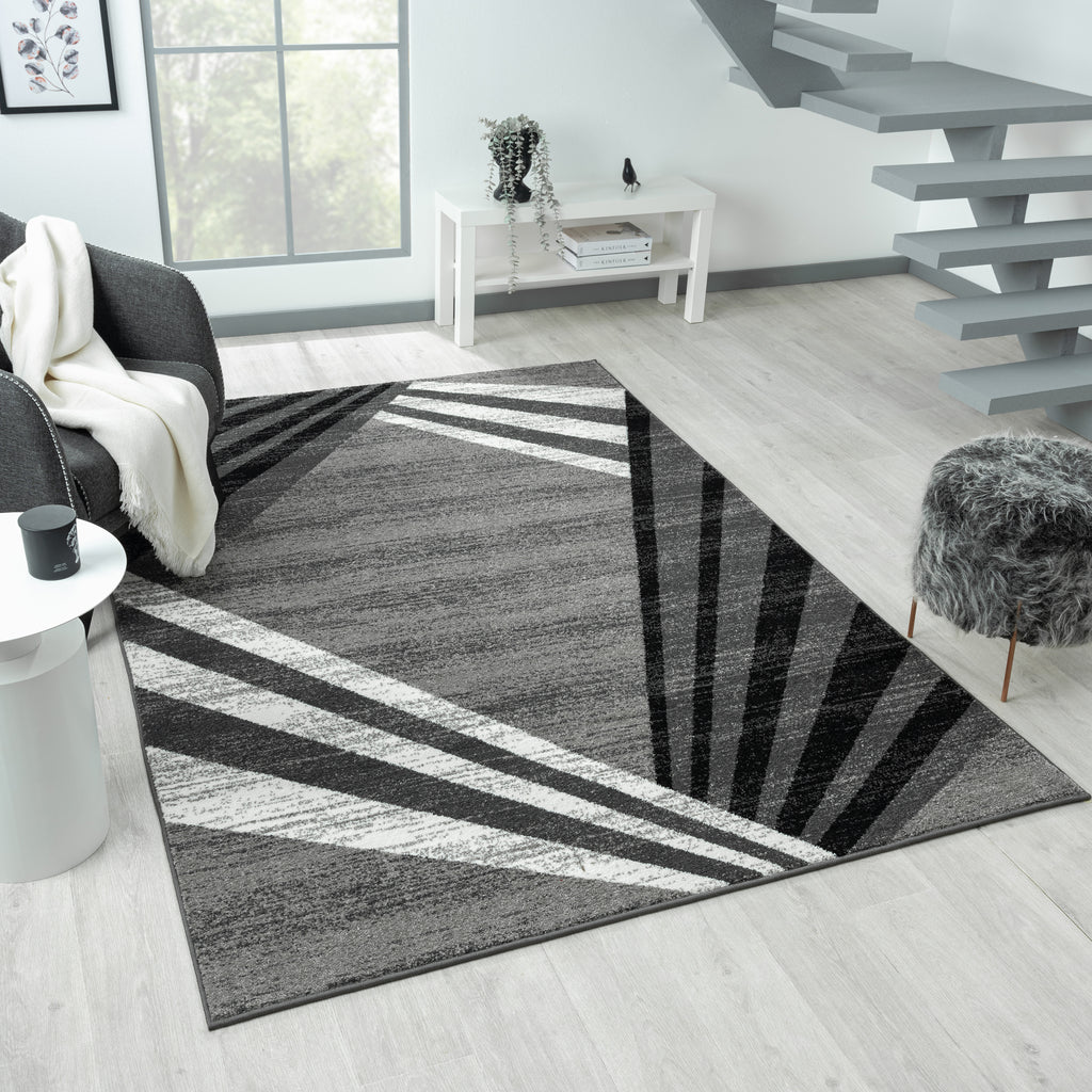Adore Geometric Textural Rug Grey