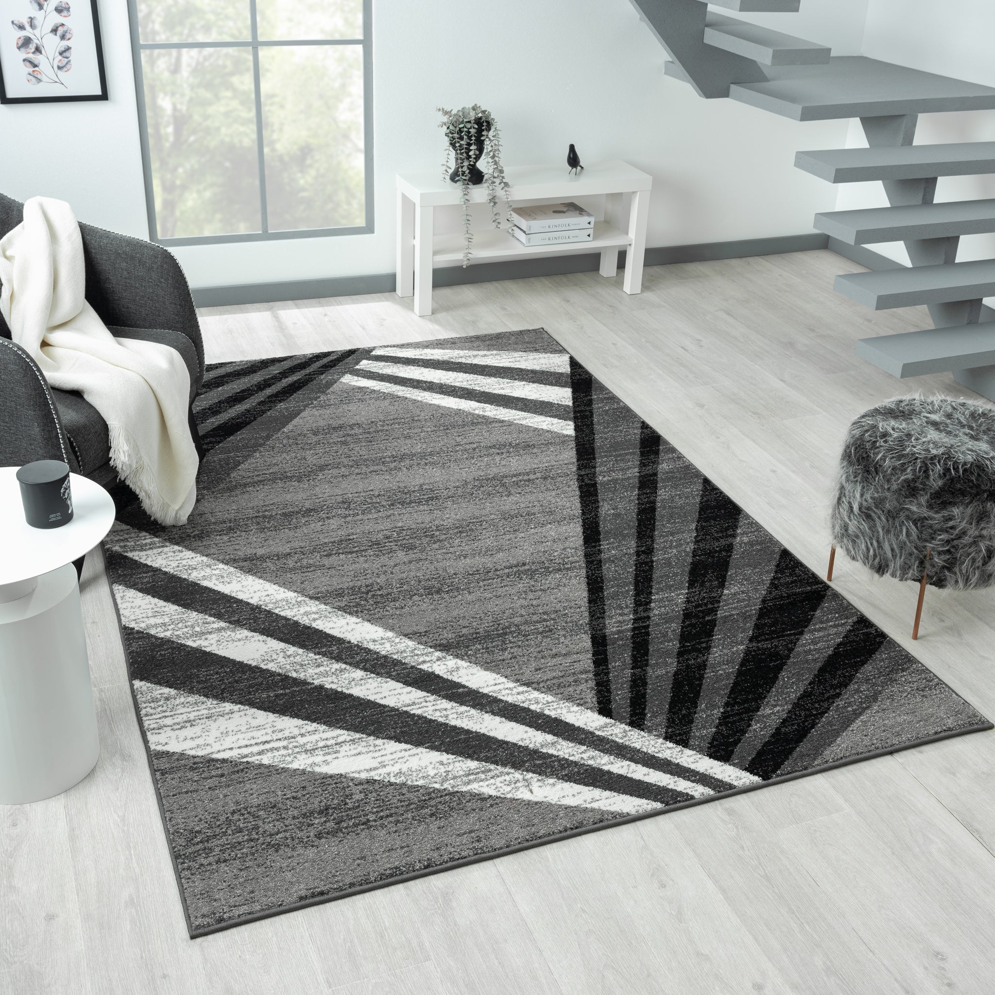 Adore Geometric Textural Rug Grey