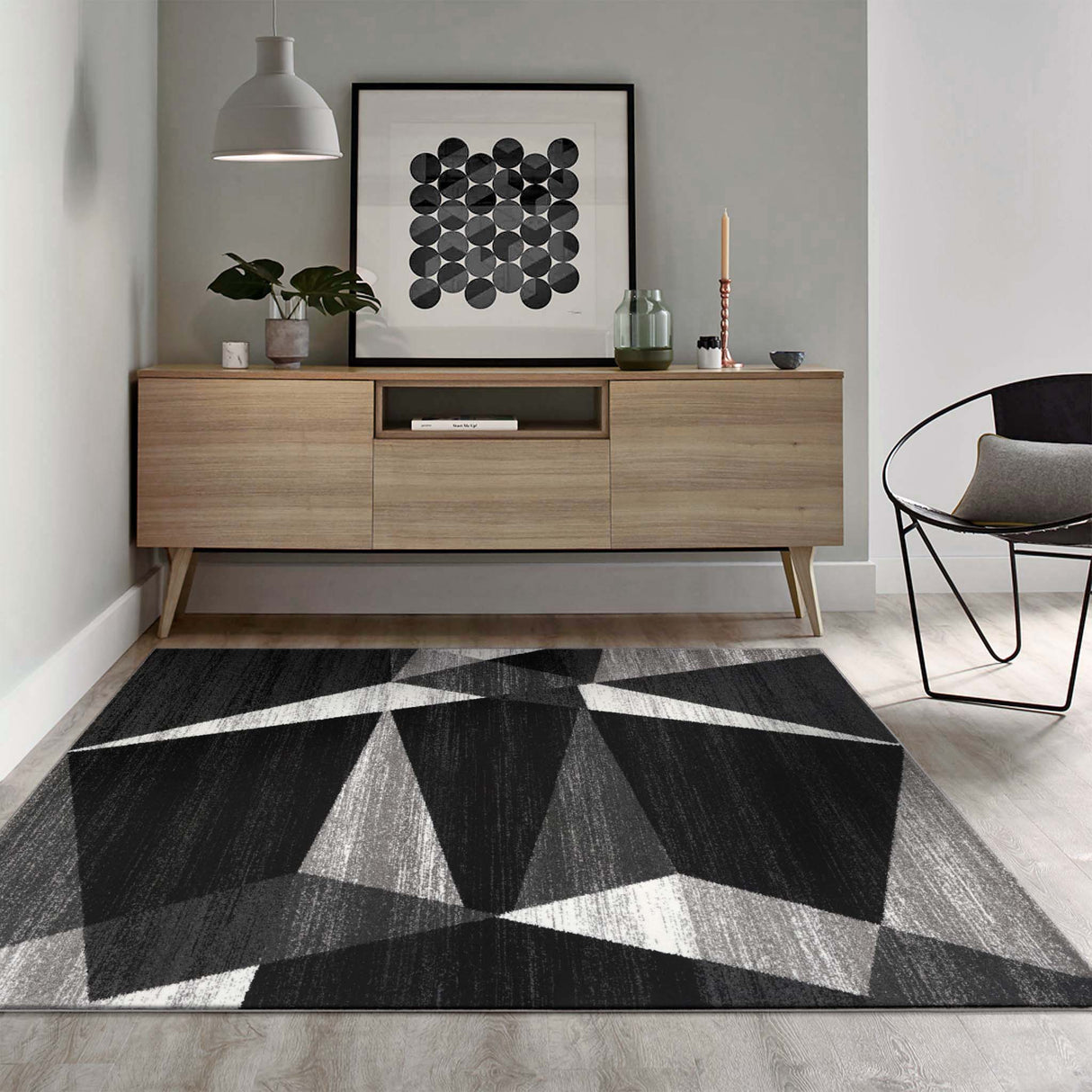 Adore Geometric Textural Rug Grey