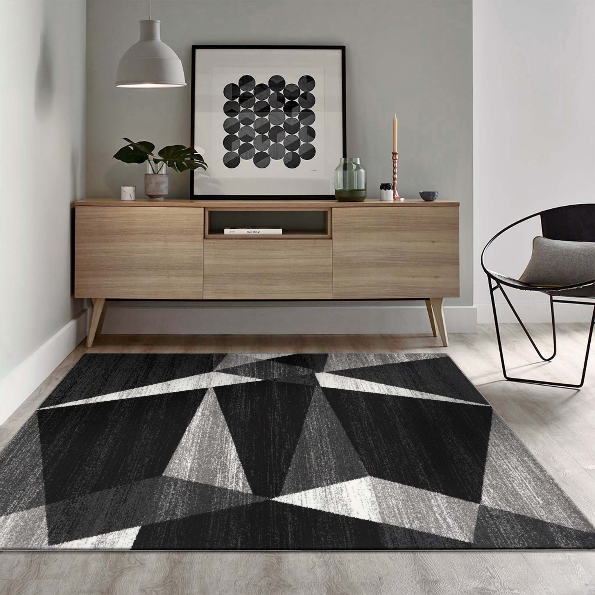 Adore Geometric Textural Rug Grey