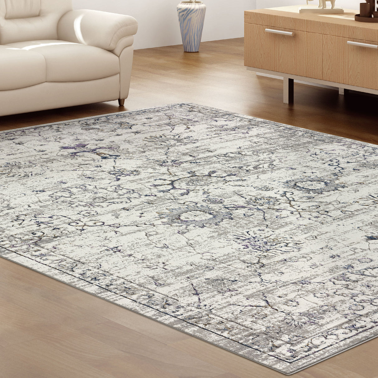 Luxe Vintage Textured Rug Cream