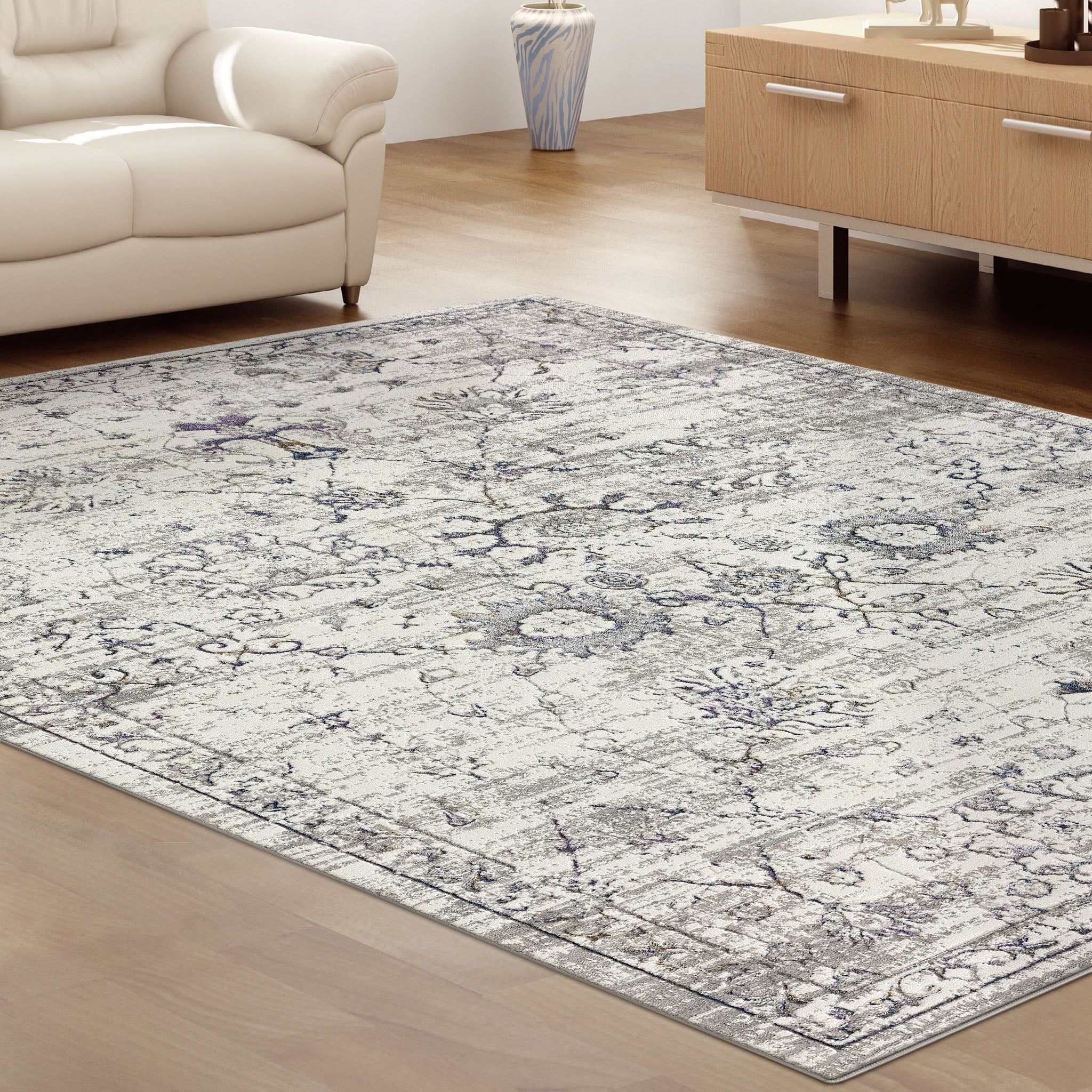 Luxe Vintage Textured Rug Cream