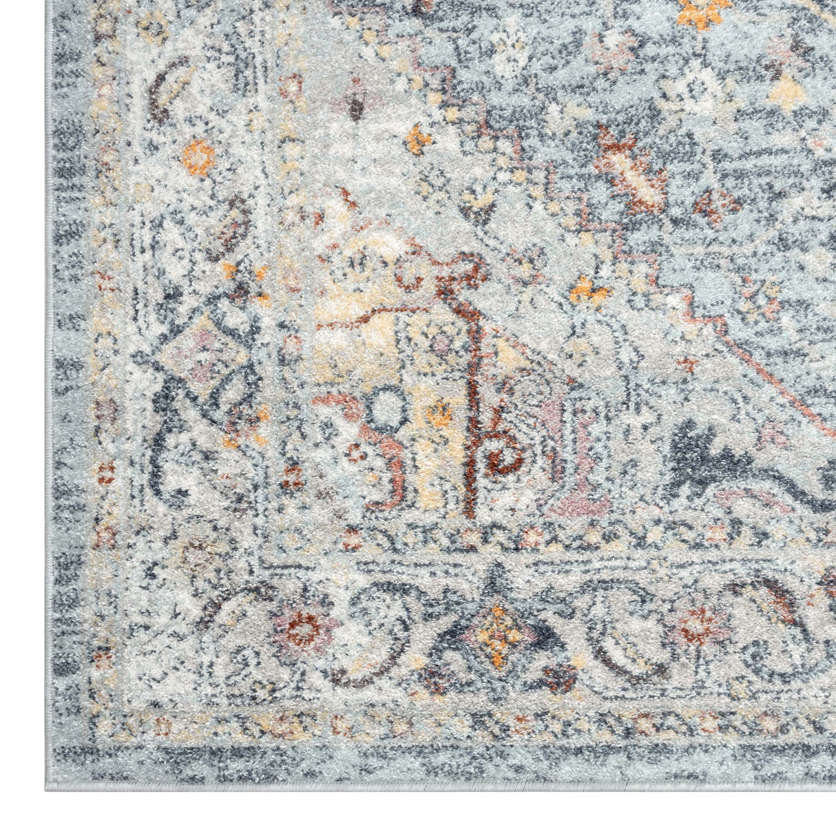 Ornate Persian Vintage Rug Ocean Blue