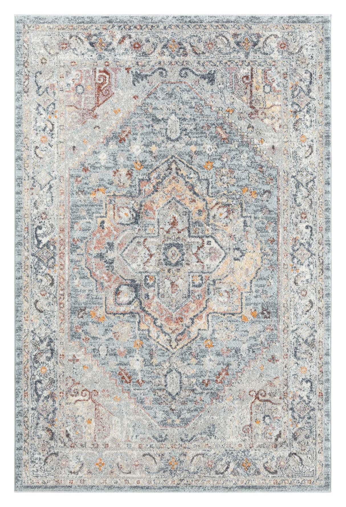 Ornate Persian Vintage Rug Ocean Blue
