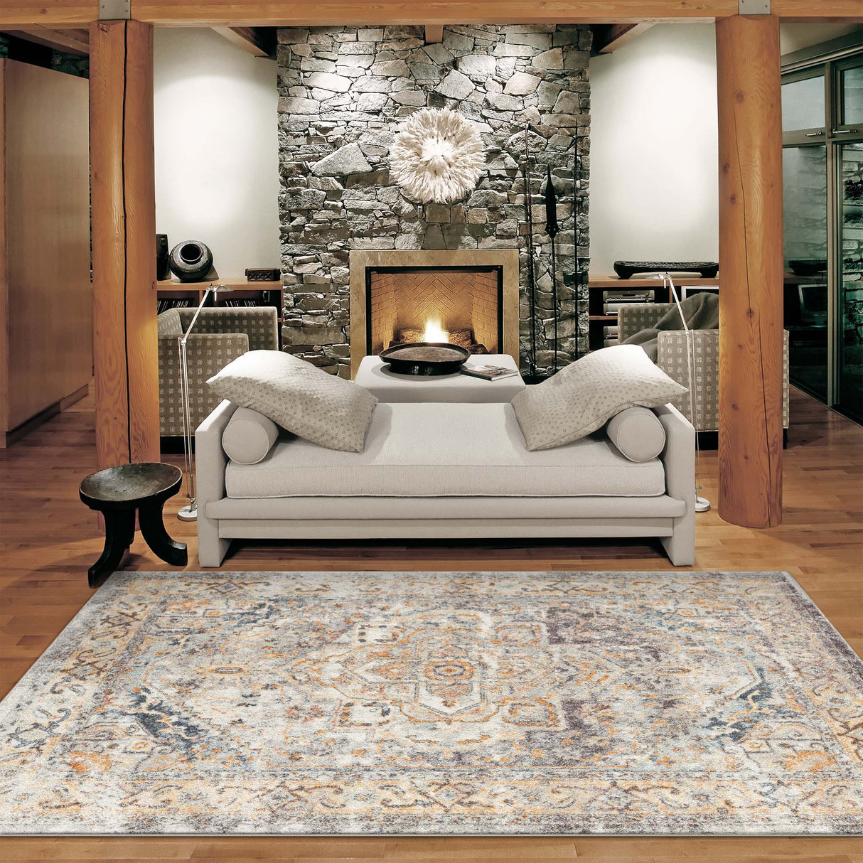 Ornate Persian Vintage Rug Blue
