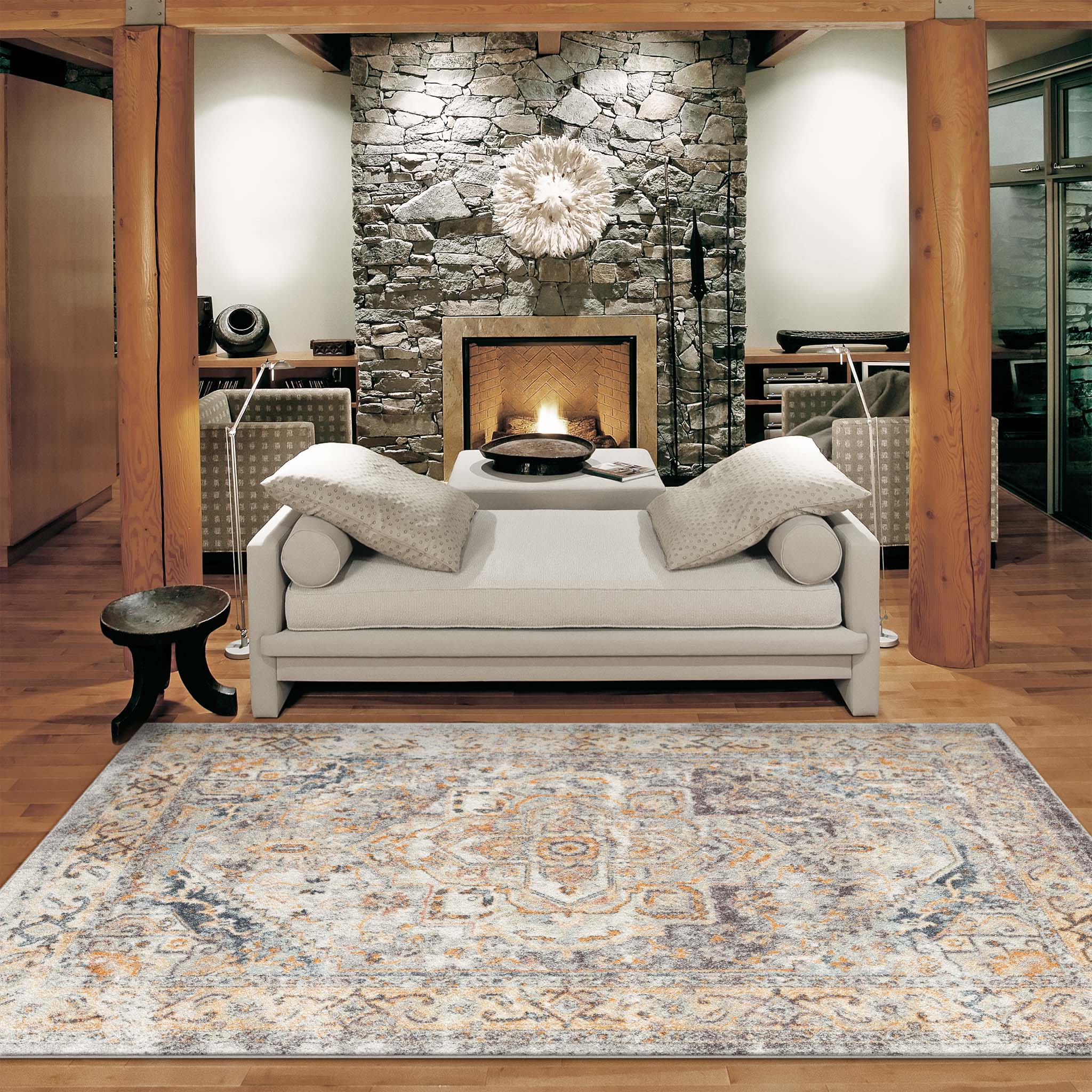 Ornate Persian Vintage Rug Blue
