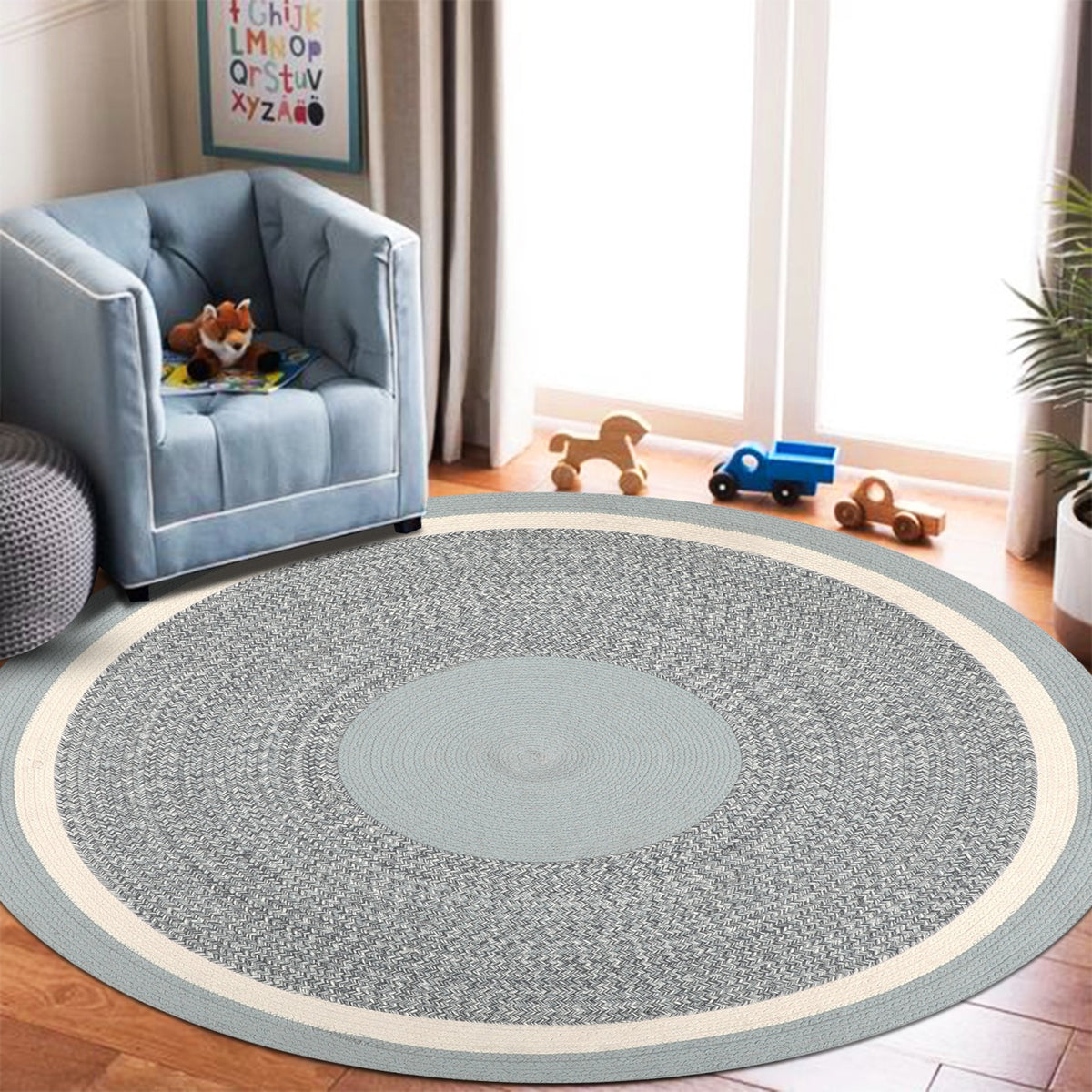 Cyrus Melange Blue Braided Rug - Reversible & Soft | La'Grace Home