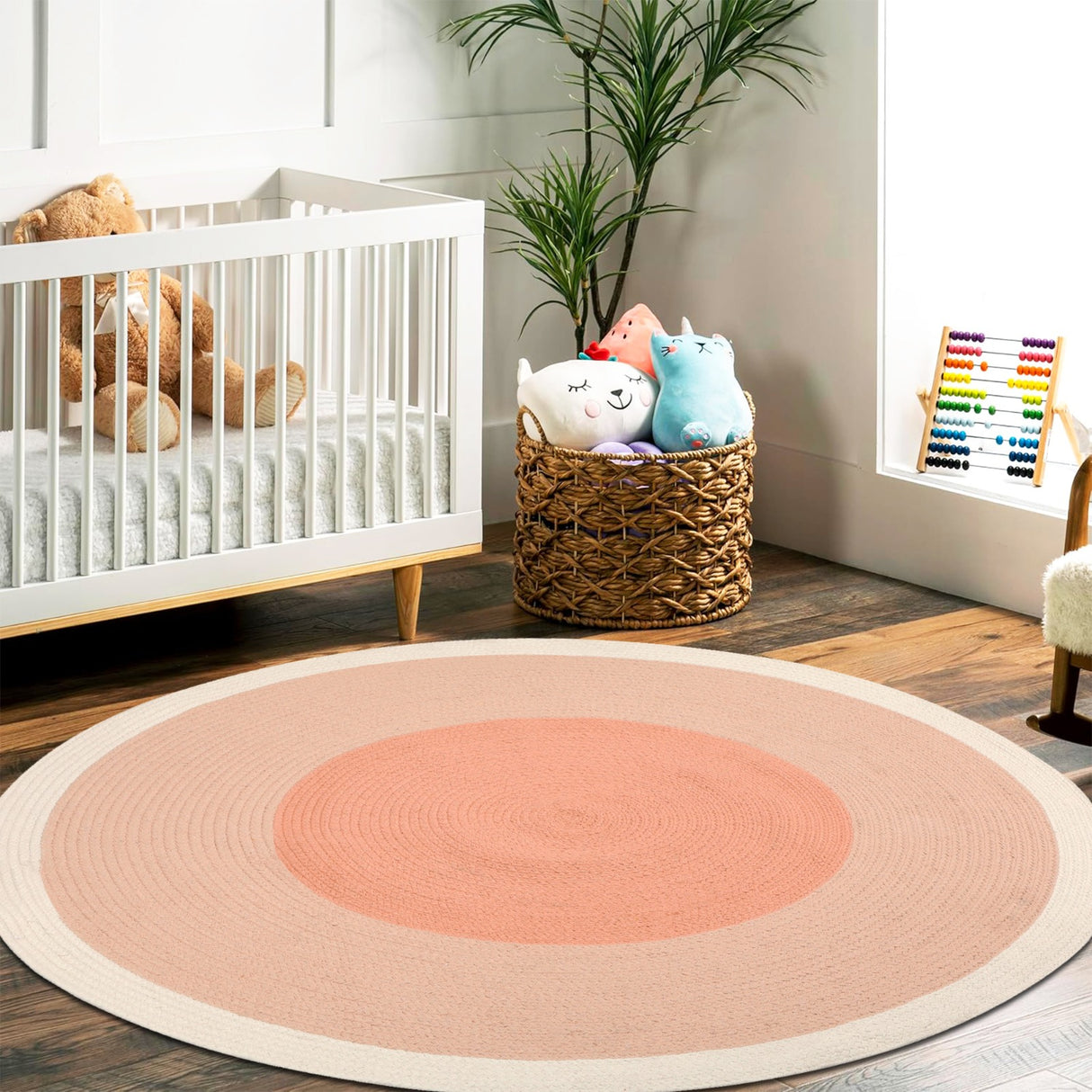 Bella Coral Off White Braided Reversible Kids Rug