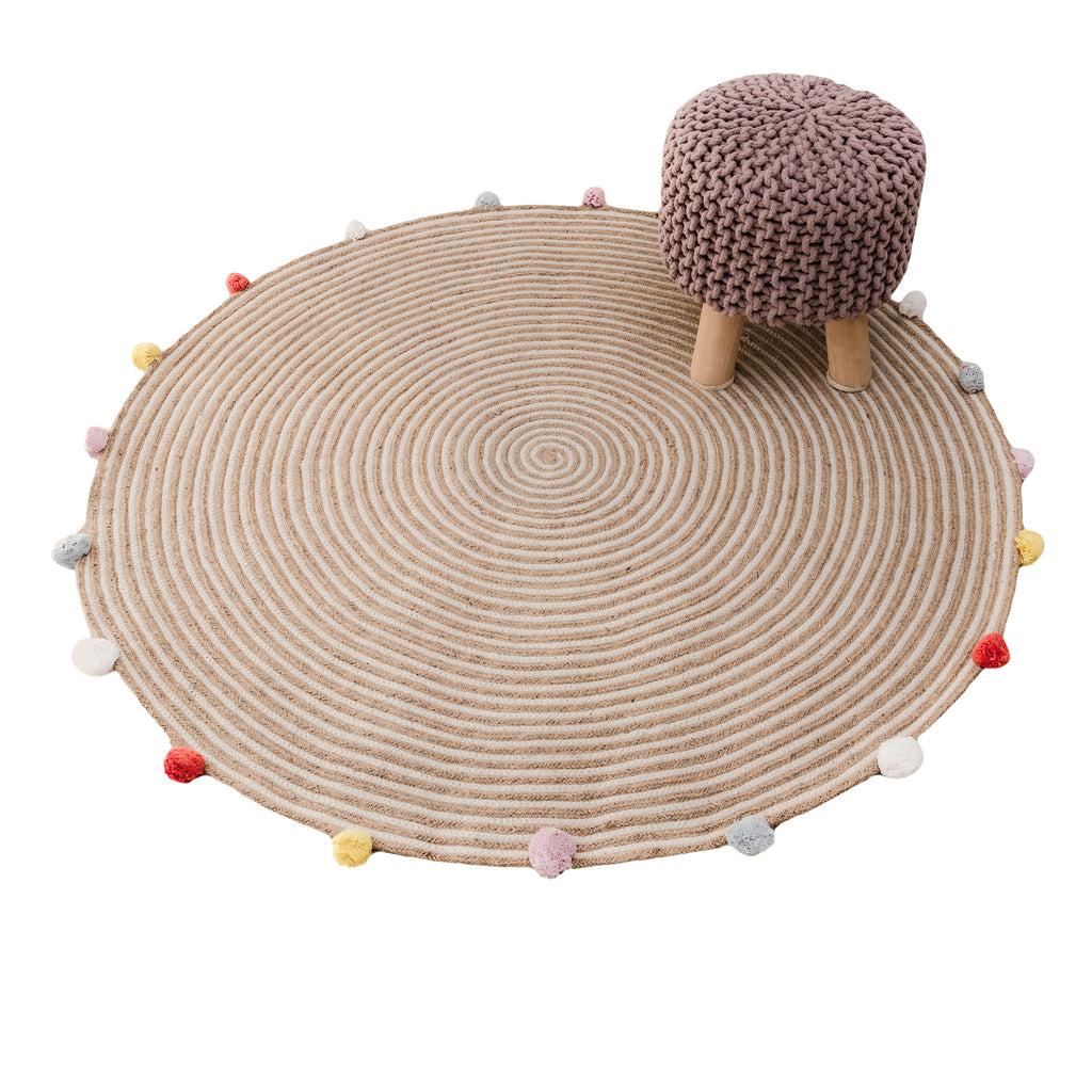 Kids Hand Knitted Cotton Braided Foot Rest Sitting Stool Ottoman