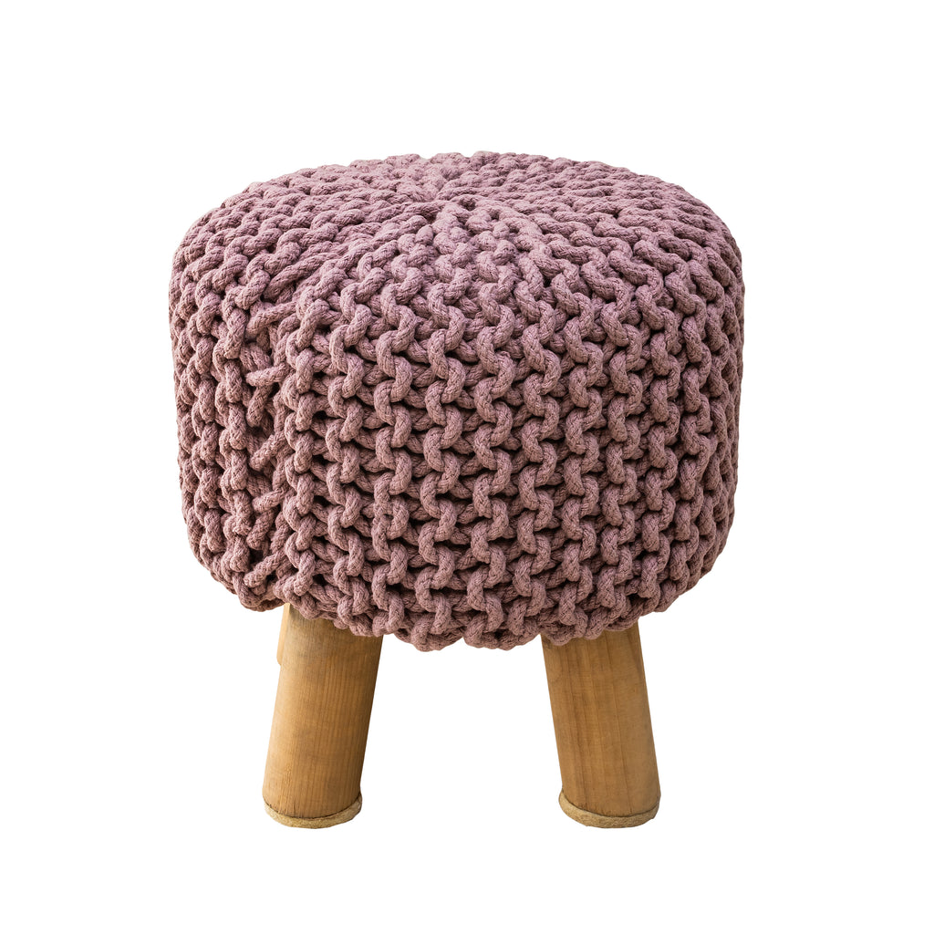 Kids Hand Knitted Cotton Braided Foot Rest Sitting Stool Ottoman