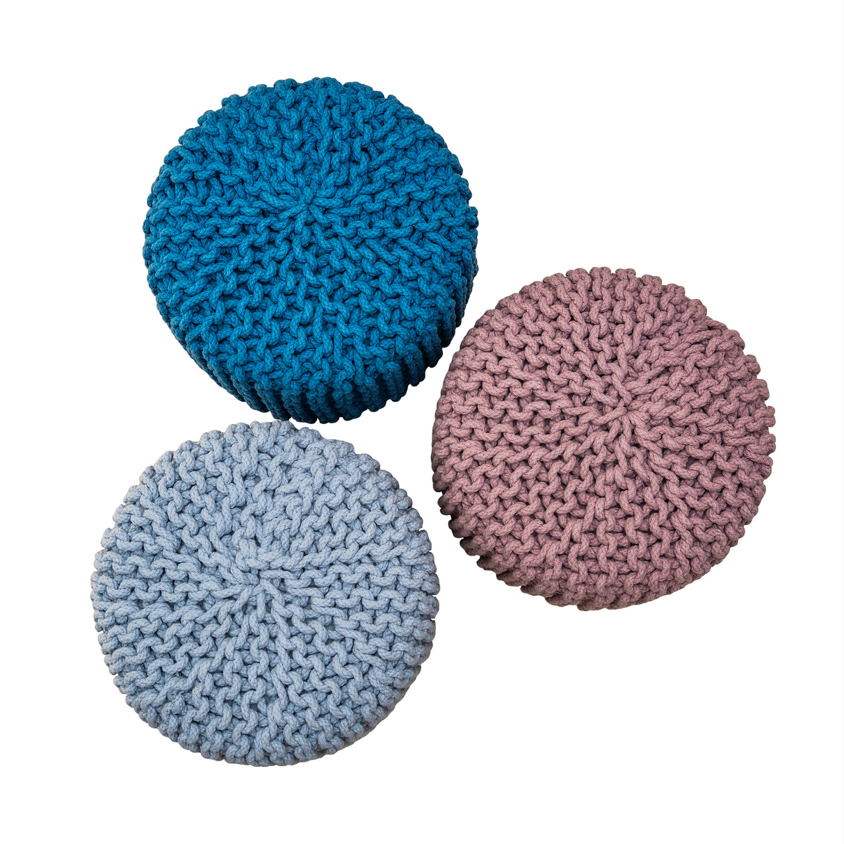 Kids Hand Knitted Cotton Braided Foot Rest Sitting Stool Ottoman