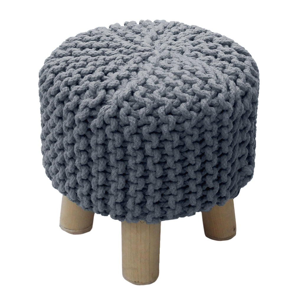 Kids Hand Knitted Cotton Braided Foot Rest Sitting Stool Ottoman