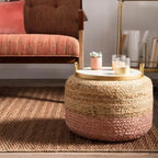 Ombre Hand Braided Jute Cotton Pouf Ottoman