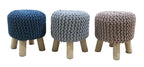 Kids Hand Knitted Cotton Braided Foot Rest Sitting Stool Ottoman