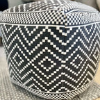Vintage Geometric Pouf Cotton Printed Footstool Ottoman Pouffe