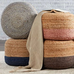 Ombre Hand Braided Jute Cotton Pouf Ottoman