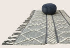 Boho Style Hand Loomed Recycle Cotton Wool Woven Design Rug