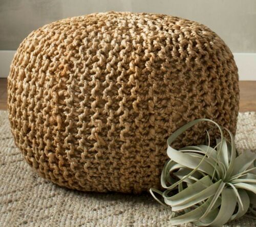 Braided Ottoman Jute Pouffe Footstool Hand Knitted