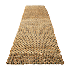 Hand Braided Jute Runner with Green Textured Weave