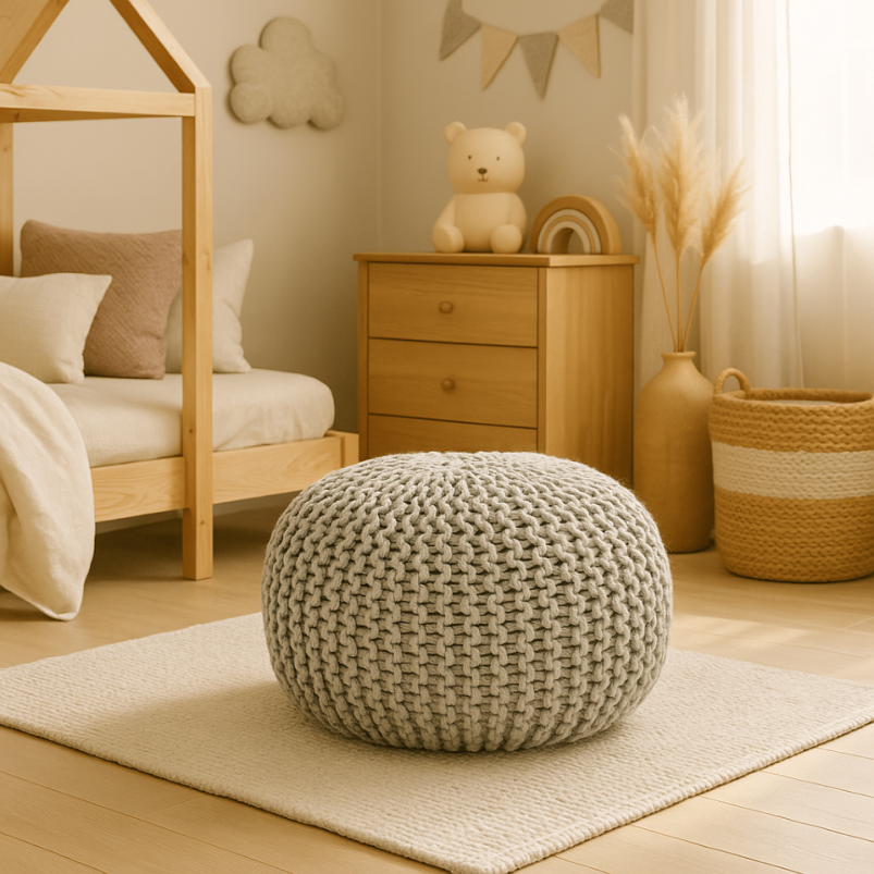 Braided Ottoman Pouffe Footstool Hand Knitted