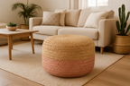 Ombre Hand Braided Jute Cotton Pouf Ottoman