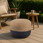 Ombre Hand Braided Jute Cotton Pouf Ottoman
